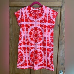 Boden Cotton T-Shirt Dress with pom pom accents